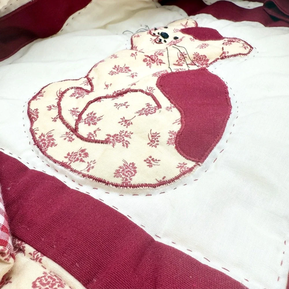 Vintage Hand Quilted ABC Wall Hanging Cat Bear Apple 1980s Frances Nash